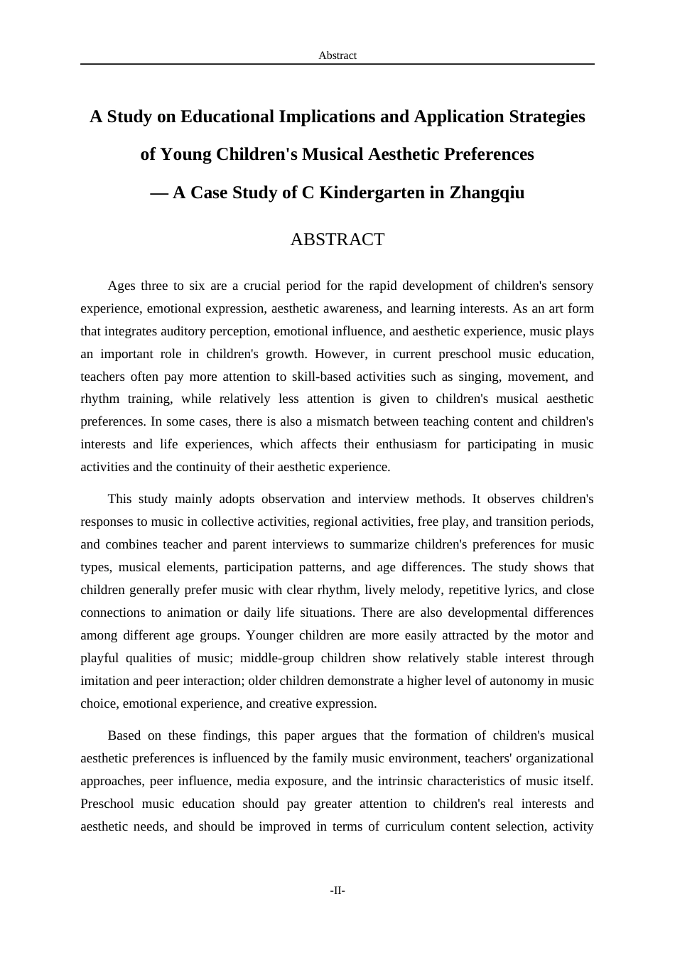 26年WH学前教育 幼儿音乐审美偏好的教育启示与应用策略研究—以章丘市C幼儿园为例2.74-AI67.78-约19131字符(19015字).docx_第3页