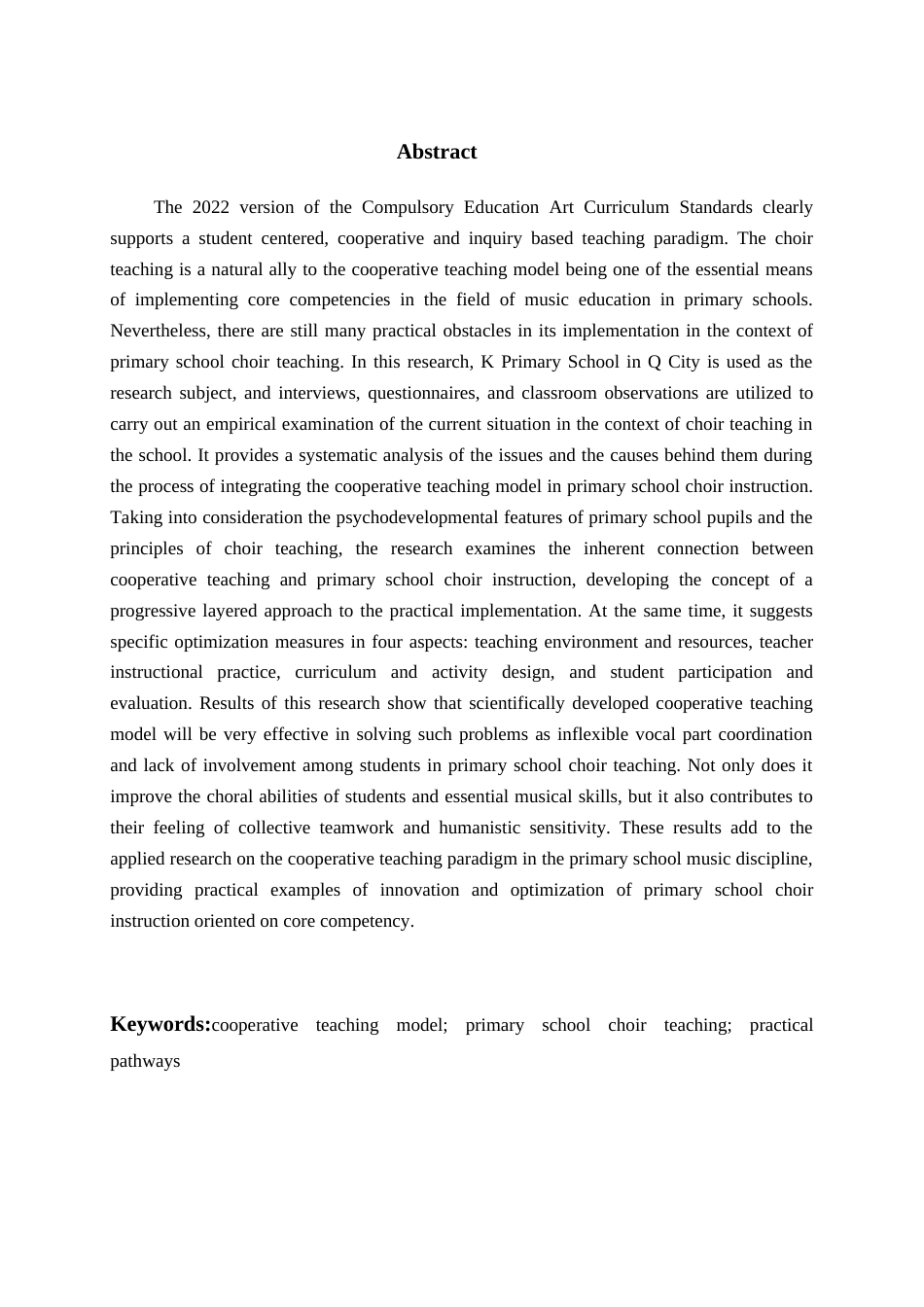 26年WH音乐教育 《基于合作式教学模式的小学合唱教学实践路径研究——以K小学为例》6.38-AI0.56-约21748字符(21473字).docx_第3页