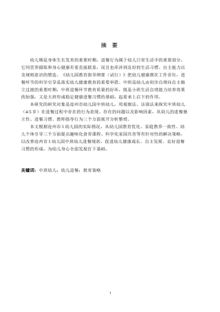 26年WH学前教育本科 幼儿园中班幼儿进餐现状与策略研究-以沧州市X幼儿园为例(21091字).docx
