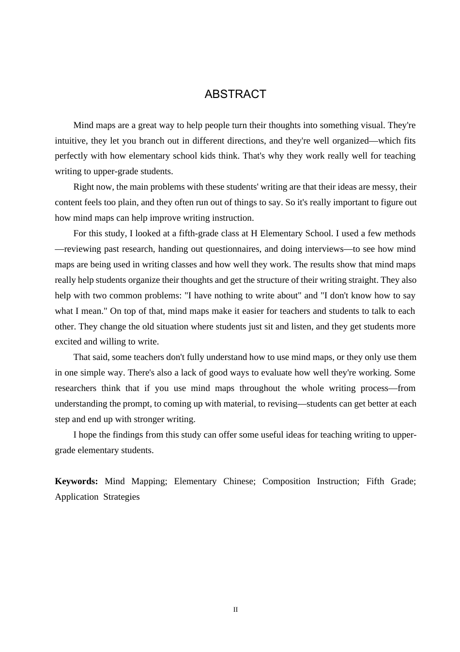 26年WH小学教育本科 小学语文习作教学中思维导图的应用与策略研究——以H小学五年级为例6.07-AI3.71(20355字).docx_第2页