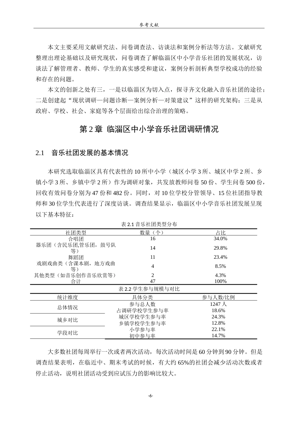 26年WH音乐学 临淄区中小学音乐社团发展现状研究英文题目：AStudyontheCurrentDevelopmentStatusofMusicClubsinPrimaryandSecondarySchoolsinLinziDistrict-约9543字符.doc_第6页