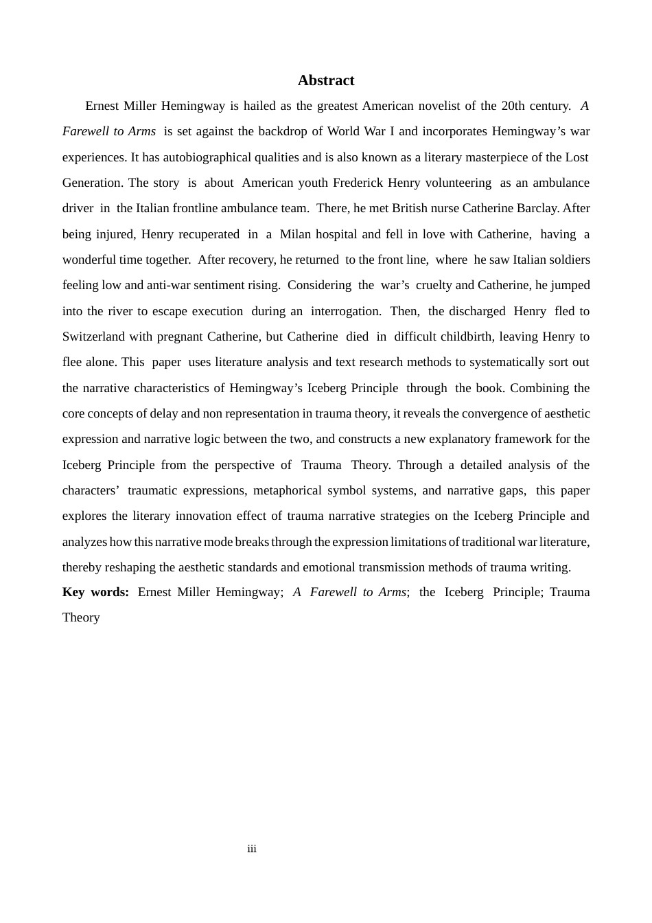 26年WH英语 从创伤理论解读海明威的冰山原则--以《永别了，武器》12.94-A124.69为例-约47603字符.docx_第2页