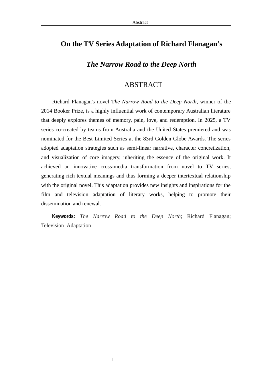 26年WH汉语言文学 论弗兰纳根《深入北方的小路》的电视剧改编9.16-AI12.57-约13856字符(13972字).docx_第5页