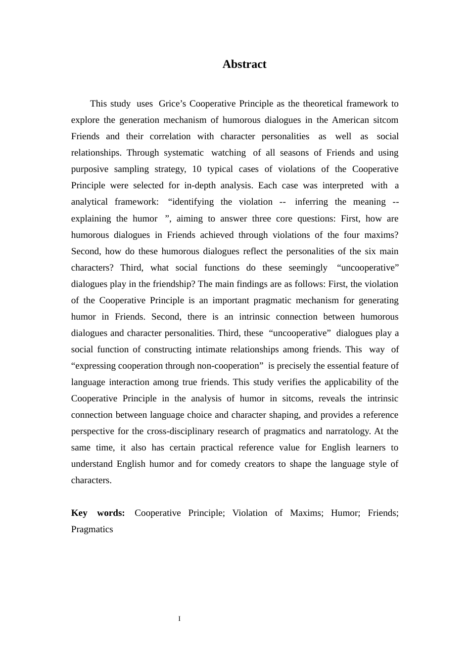 26年WH26年WH英语 合作原则的违反和幽默效果的产生--以《老友记》为例 Violation of the Cooperative Principle and Generation of Humorous Effects A Case Study of Friends.9.76-AI34.41-约41589字符.docx_第3页