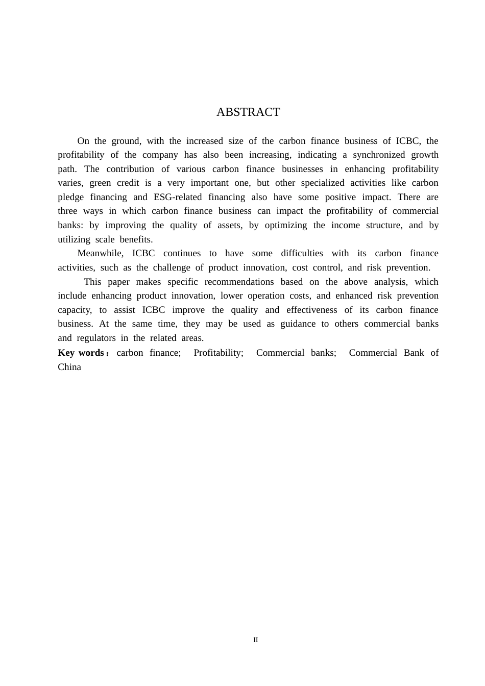 26年WH金融学 碳金融业务对商业银行的盈利能力的影响研究——以中国工商银行为例7.05-AI12.82-约16379字符.docx_第2页