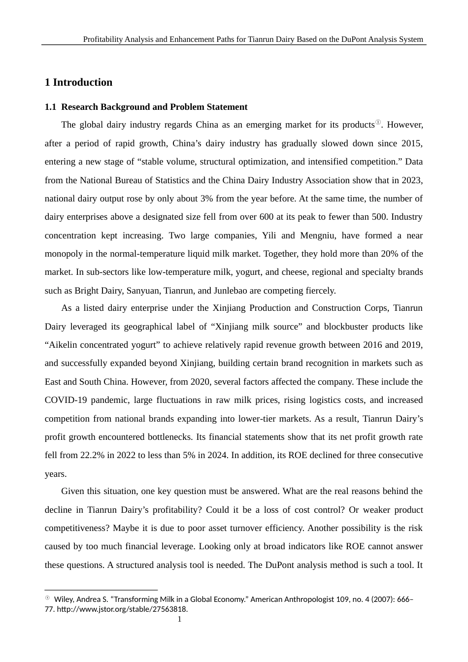 26年WH商务英语会计 基于杜邦分析系统1.68- A I24.73_1的天润乳业盈利能力分析及提升路径-约31902字符.docx_第5页