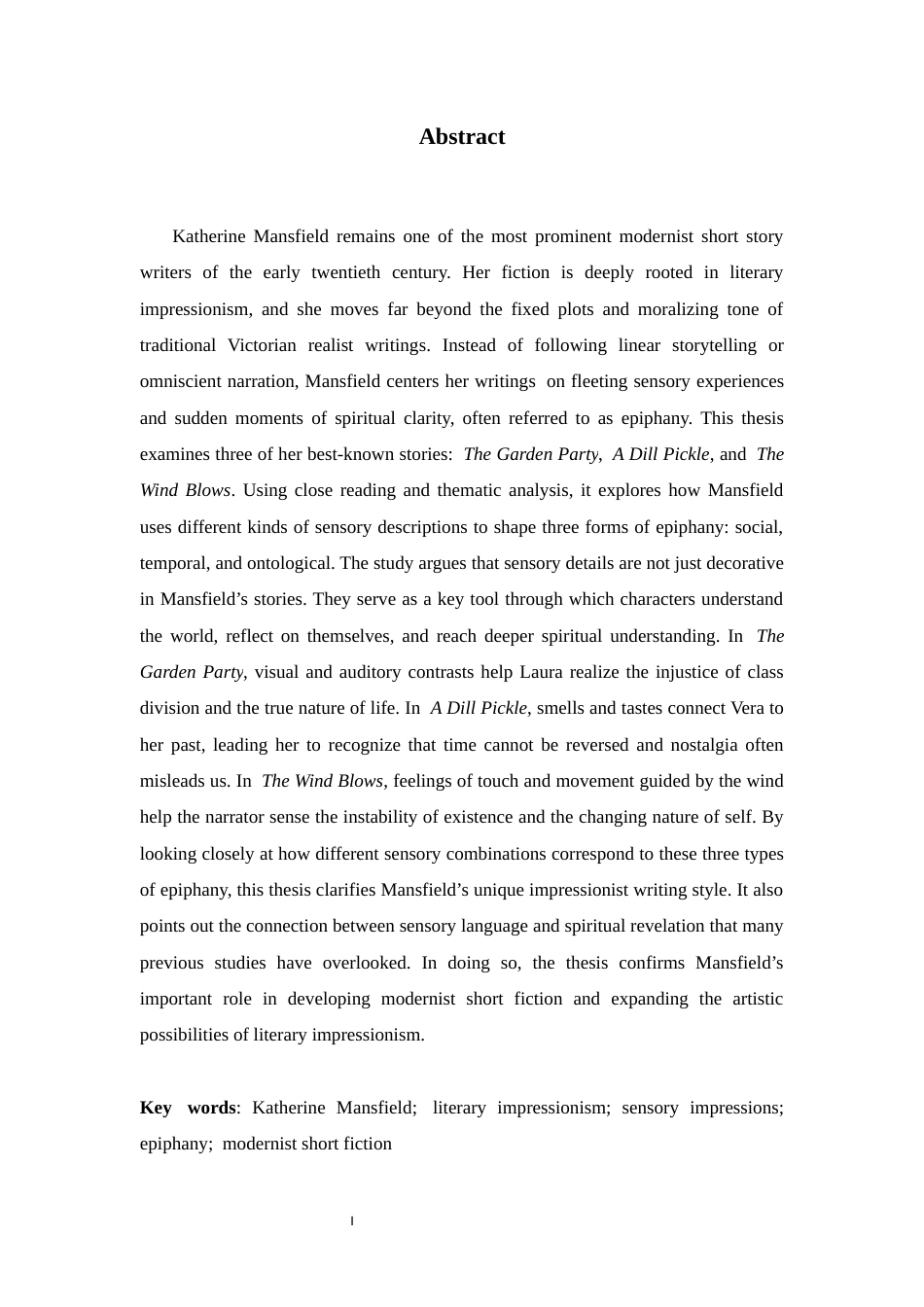 26年WH英语 感官印象与顿悟启示：凯瑟琳·曼斯菲尔德短篇小说中的文学印象主义0.82-AI31.27-约47932字符.docx_第5页
