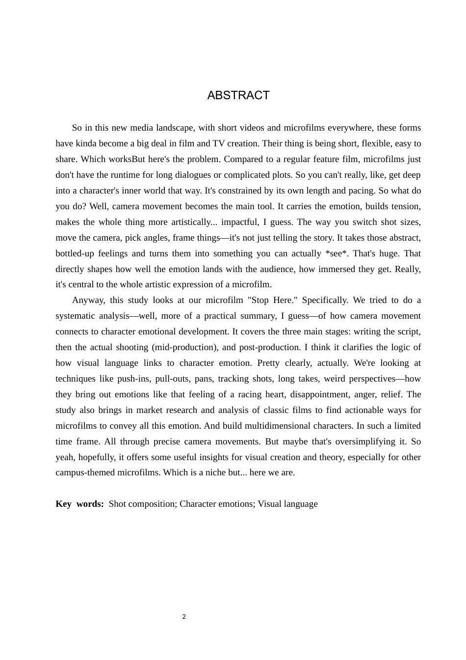 26年WP数字媒体艺术 短片《止步于此》中镜头的调度对角色情感的塑造7.94-AI(15632字).docx_第2页