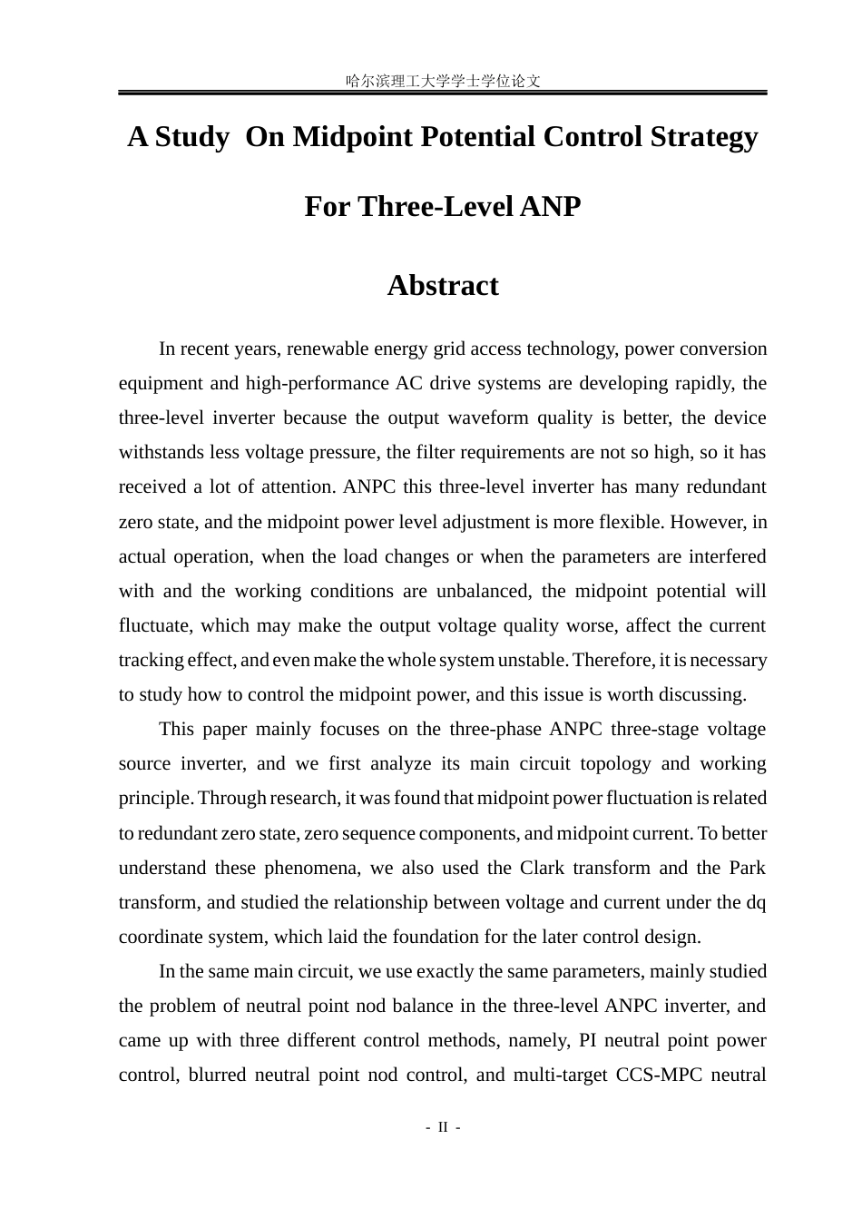 26年WP电气工程及其自动化 三电平ANPC中点电位控制策略研究3.05-AI0.0(30397字).docx_第2页