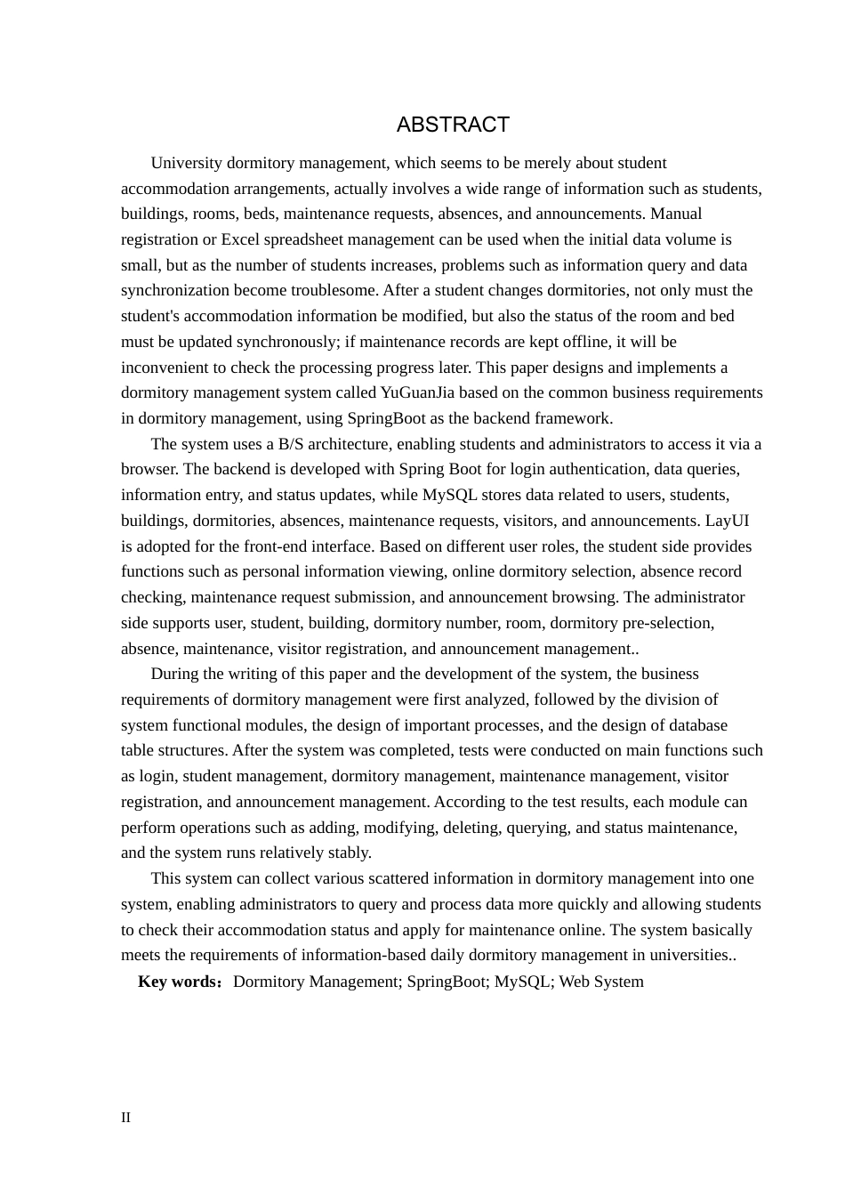 26年WP计算机科学与技术 基于Spring Boot的寓管家宿舍管理系统的设计与实现8.48-AI9.8_1(25077字).docx_第2页
