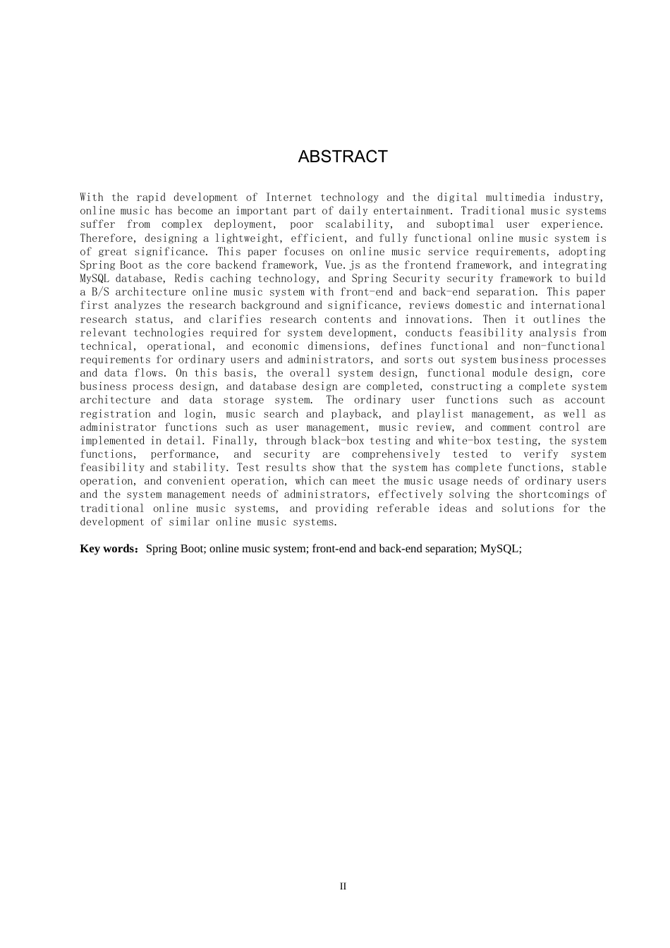 26年WP计算机科学与技术 基于Spring Boot的在线音乐系统的设计与实现13.6-AI_1(18502字).docx_第2页