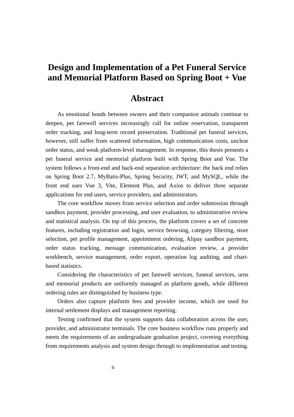 26年WP软件工程 基于SpringBootVue的宠物殡葬服务与纪念平台0.92-AI5.67.docx_第2页