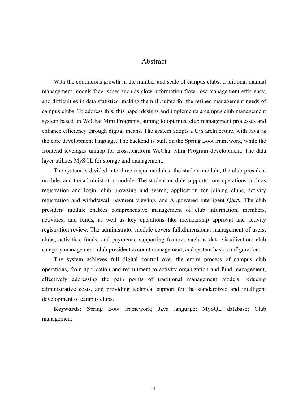 26年WP计算机科学与技术 基于微信小程序的校园社团管理系统的设计与实现8.53-AI_1-约28087字符.pdf_第2页