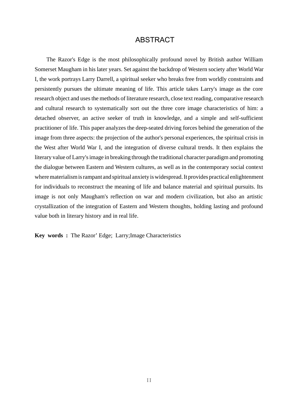 26年WP汉语言文学 毛姆《刀锋》中的拉里形象研究1.9-AI_1(16955字).docx_第3页