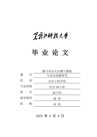 2024安全工程毕设一套(论文说明书+模型源文件)骡马市站火灾烟气模拟与安全疏散研究.zip