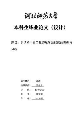 2024教育学全套(论文+问卷+原始数据)乡镇初中实习教师教学效能感的调查与分析定稿.zip