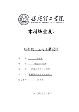 2025年机械自动化毕设一套(论文+二维CAD源图纸集)杠杆的工艺与工装设计.zip