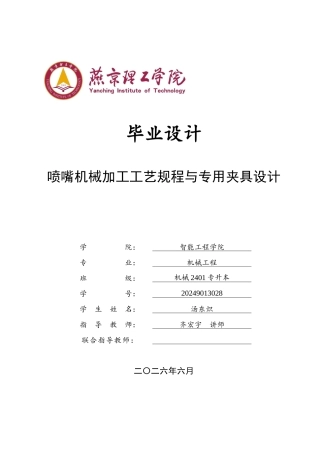 2026机械工程一套 喷嘴机械加工工艺规程与专用夹具设计16.92-AI18.16(论文+CAD二维图纸+仿真.x_t)定稿.zip