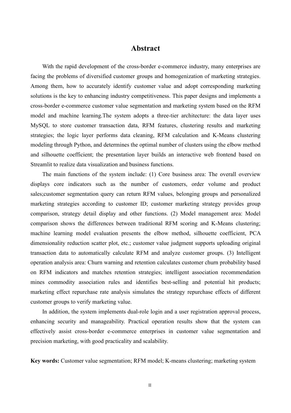 2026数据科学与大数据技术一套 基于RFM模型和机器学习的跨境电商客户价值细分与营销系统10.14-AI通过(论文+程序代码源码+数据代码)(过大客服发源件).pdf_第4页