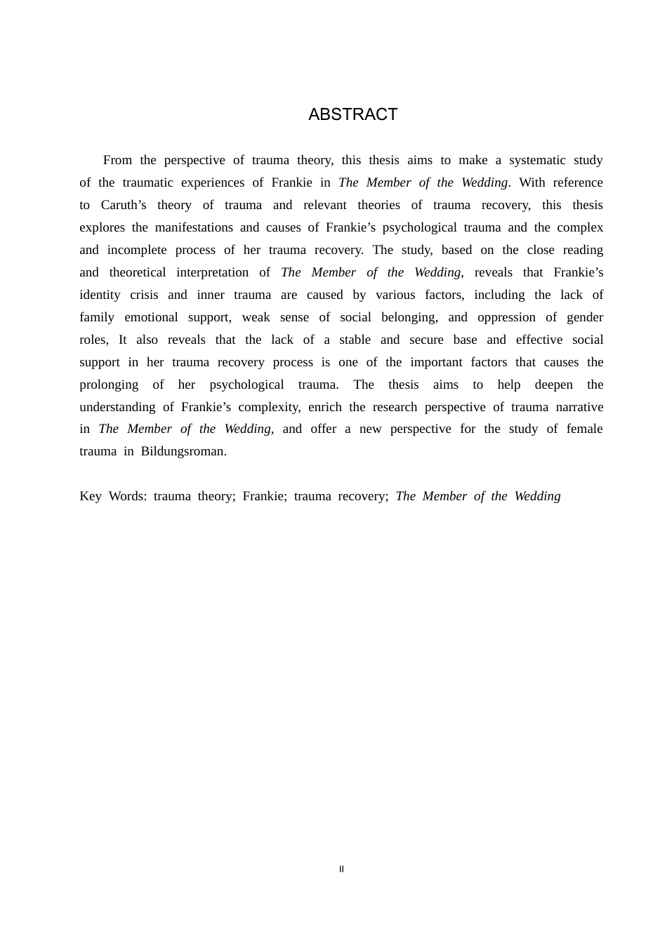 26年WH英语 以创伤理论的视角分析《婚礼的成员》中弗兰琪的创伤经历2.42-AI8.39(7244字).doc_第3页