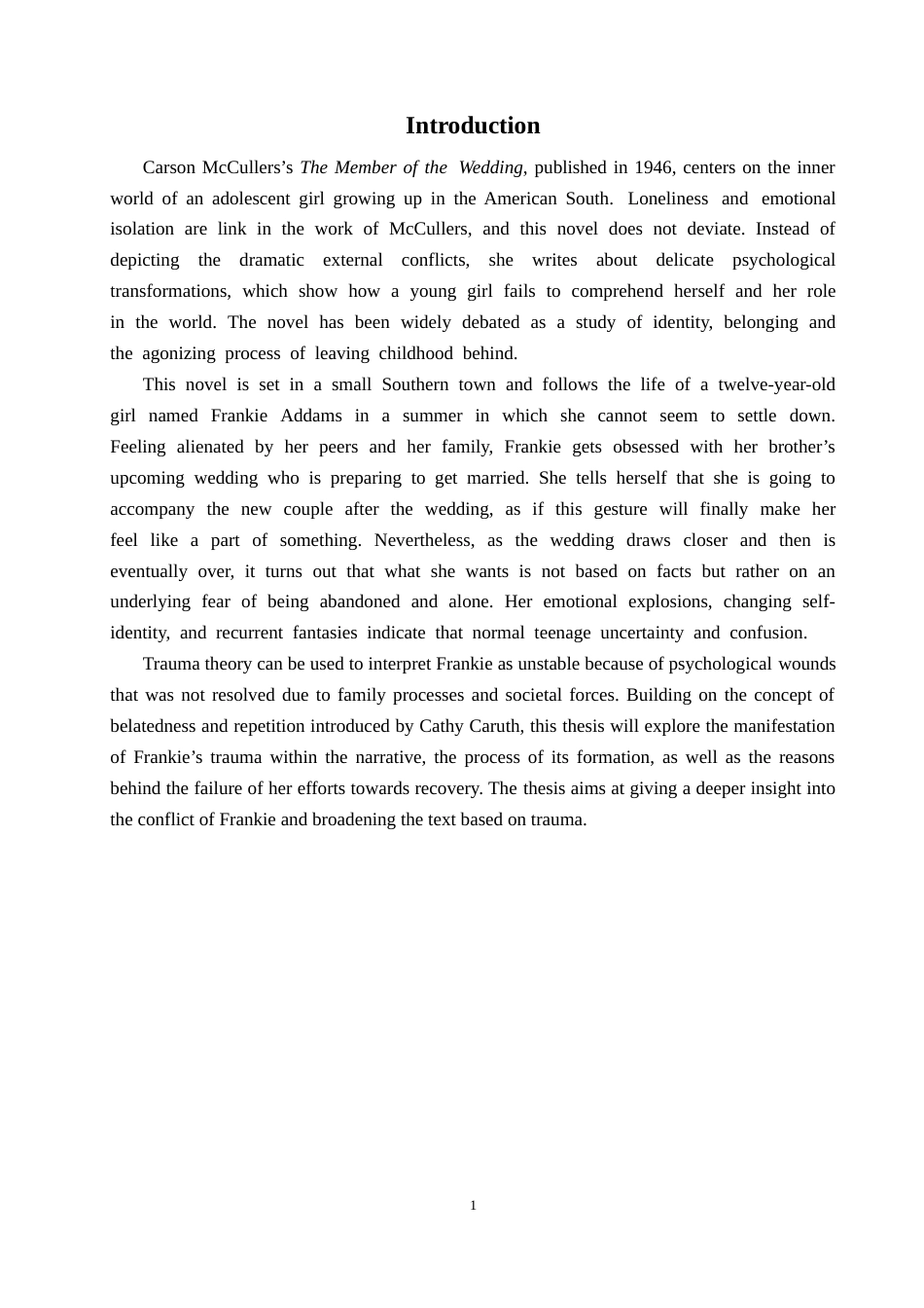 26年WH英语 以创伤理论的视角分析《婚礼的成员》中弗兰琪的创伤经历2.42-AI8.39(7244字).doc_第5页
