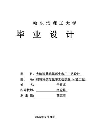 2026环境工程一套 大湾区某城镇再生水厂工艺设计21.1-AI(论文+CAD二维图纸平面图、剖面图沉淀池图+高程图)定稿.zip
