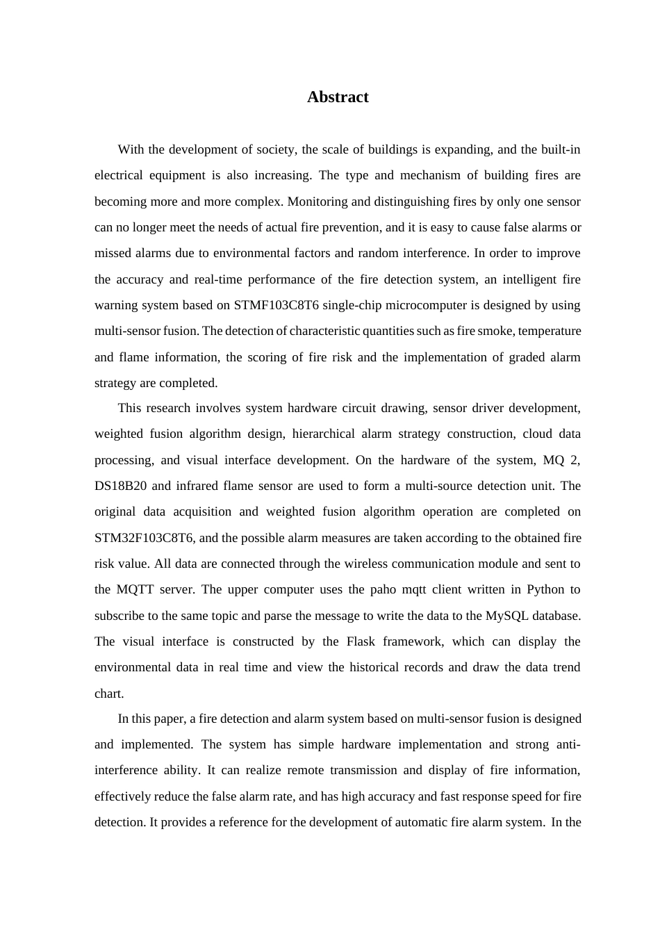 26年WP 多传感器融合的智能火灾预警系统最终稿(19597字).docx_第2页