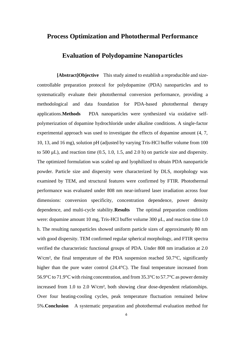 26年WP药学 聚多巴胺纳米粒的制备工艺优化与光热性能评价9.86-AI(12035字).docx_第4页