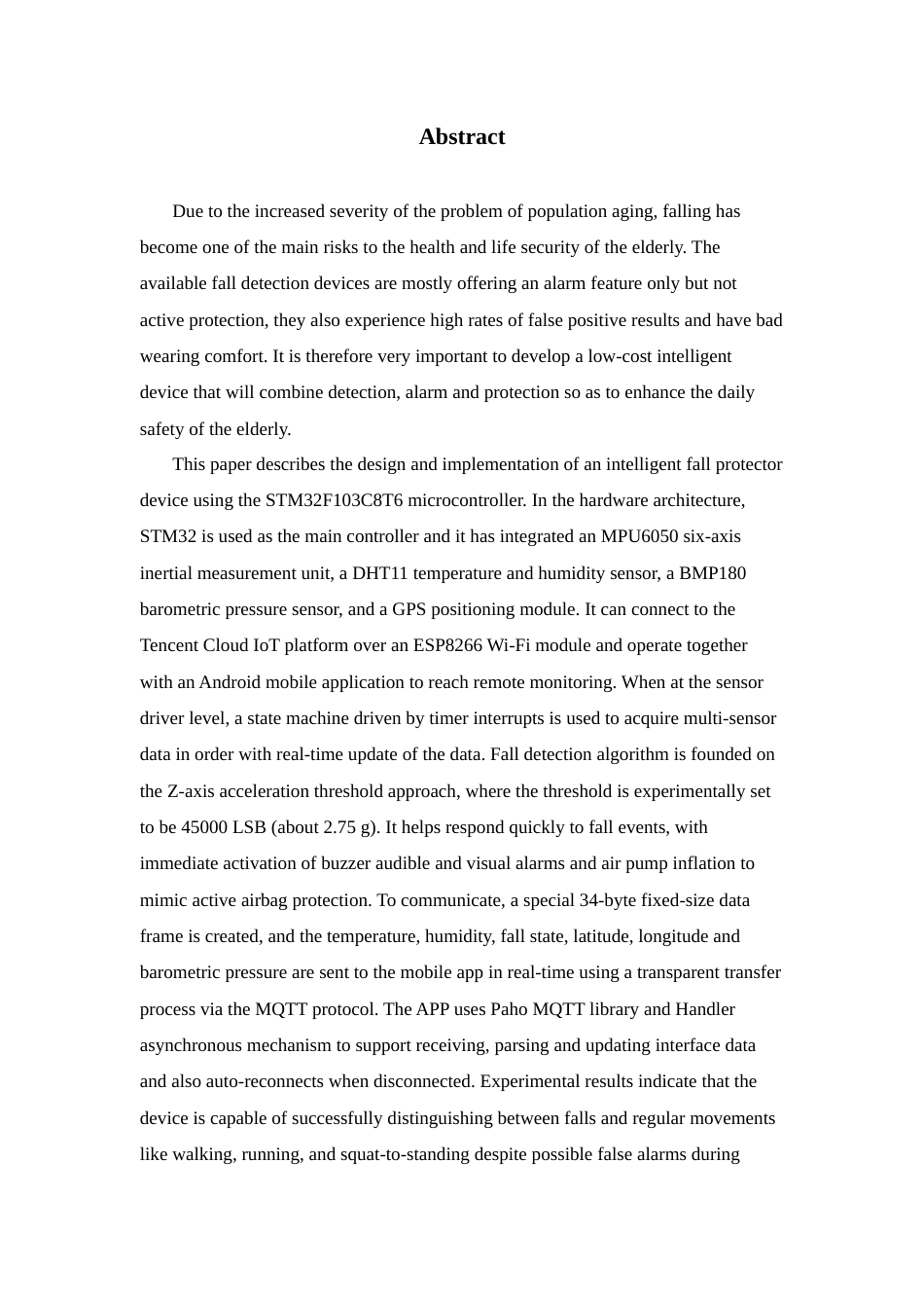 26年WP 一种基于STM32的智能跌倒防护装置设计最终稿(19506字).docx_第2页