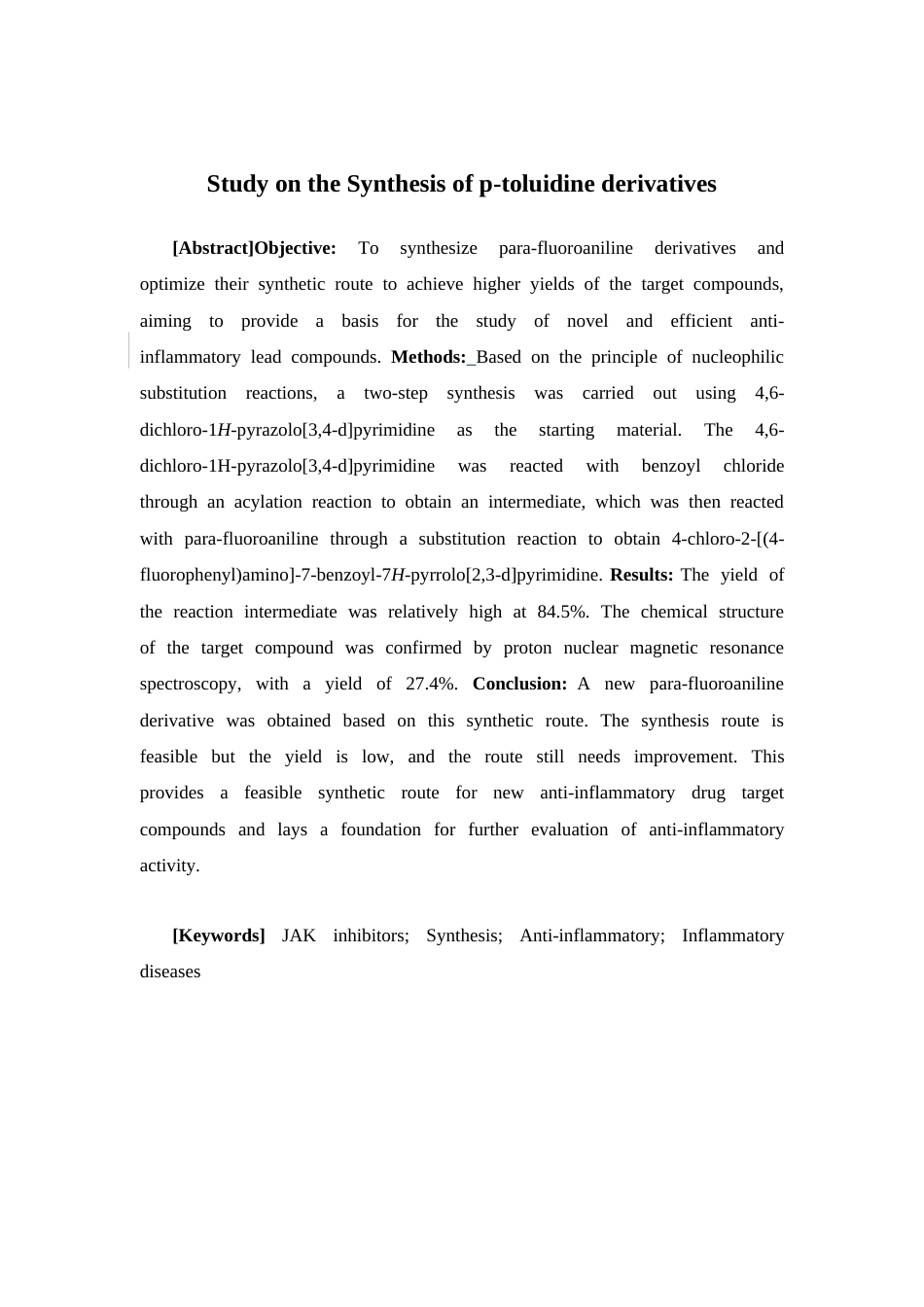 26年WP药学 对氟苯胺类衍生物的合成研究12.18-AI(8373字).doc_第2页