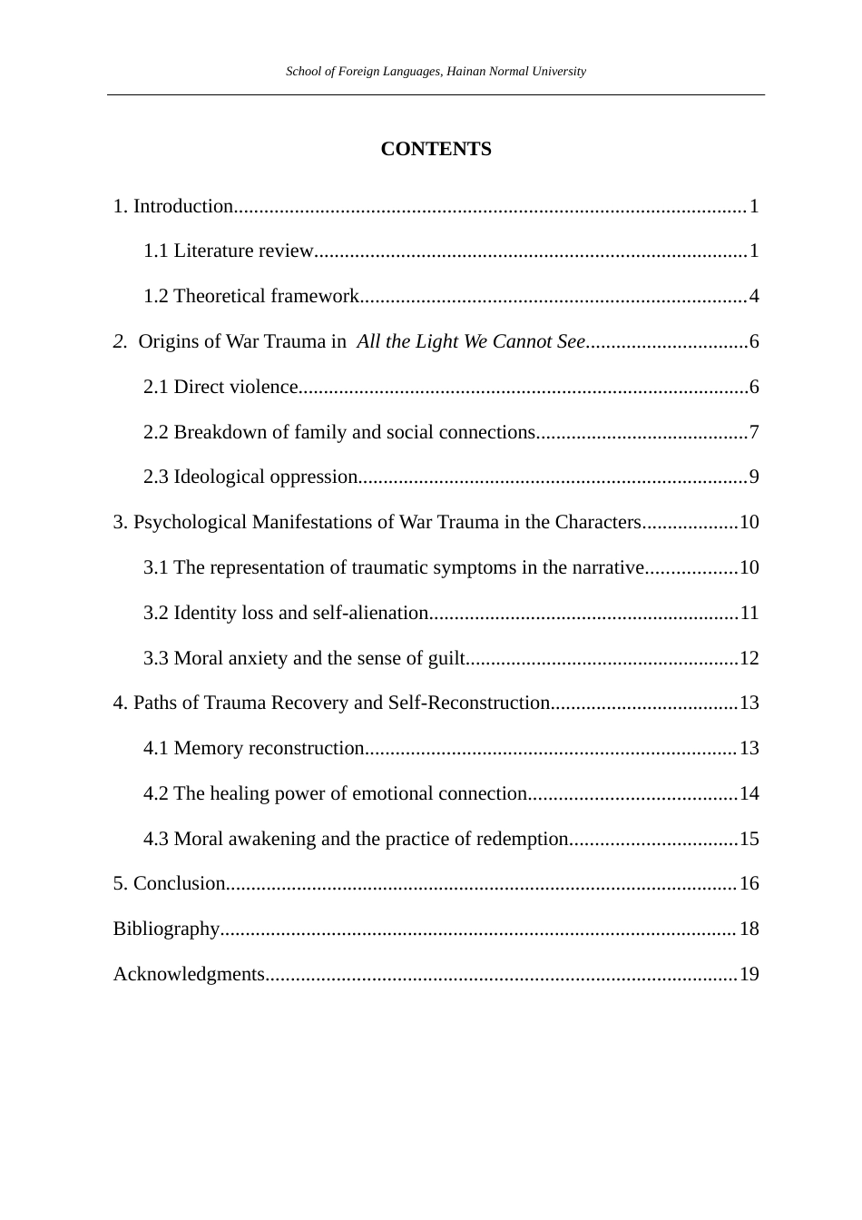26年WH英语本科 所有我们看不见的光》中的创伤研究 hesisSubmittedtoFacultyofSchoolofForeignLanguages,HainanNormalUniversityinPartia终稿-全日(7845字).docx_第2页