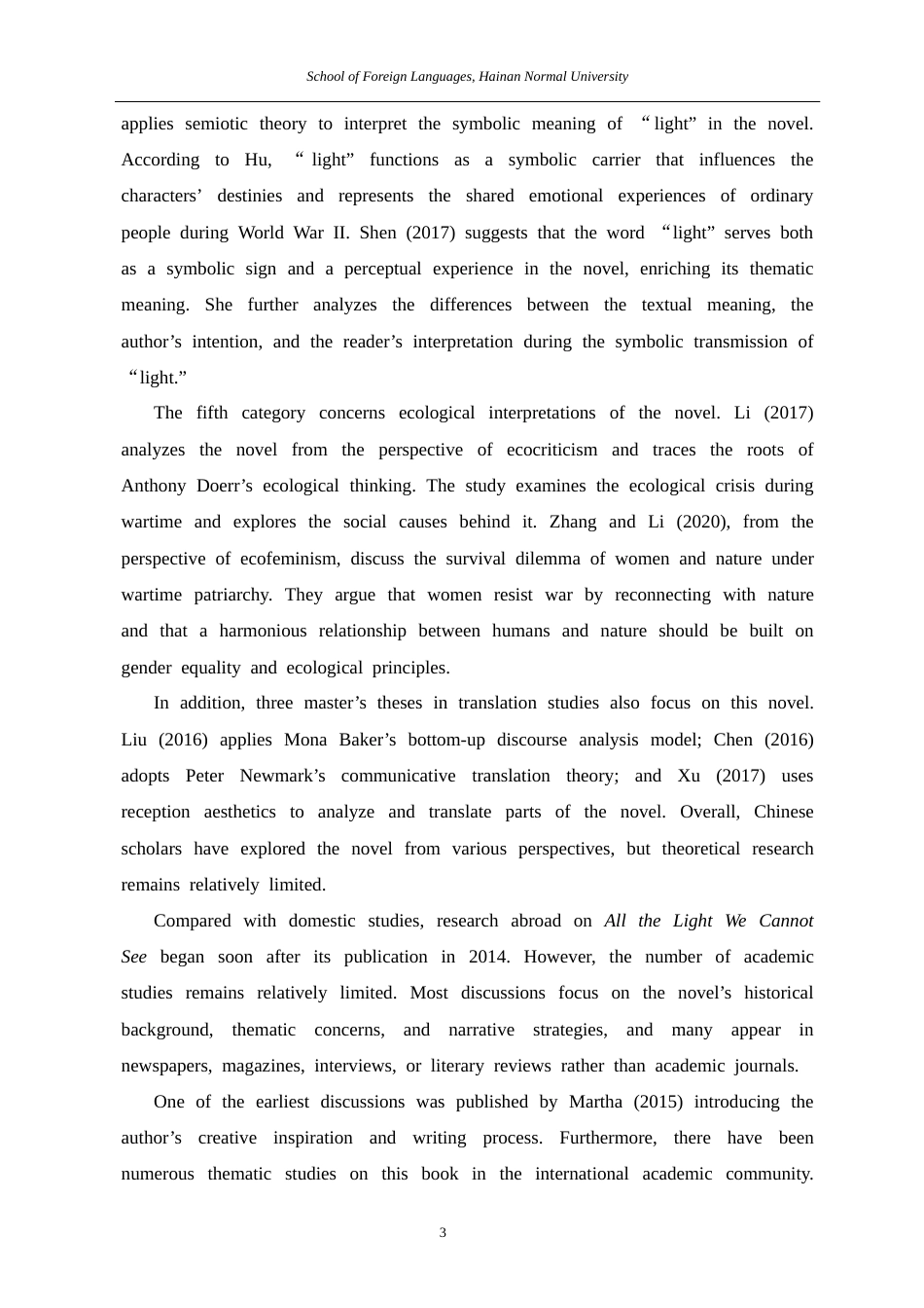 26年WH英语本科 所有我们看不见的光》中的创伤研究 hesisSubmittedtoFacultyofSchoolofForeignLanguages,HainanNormalUniversityinPartia终稿-全日(7845字).docx_第6页