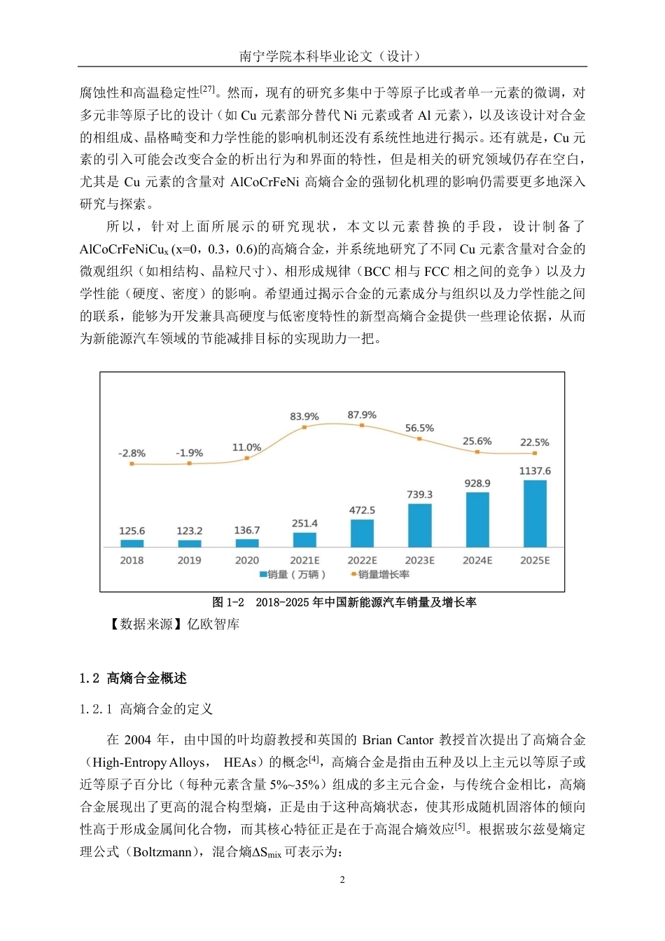 26年CH新能源汽车工程 车用轻质六元AlCoCrFeNiCu高熵合金的组织与力学性能研究-终稿全日制-约22716字符.pdf_第6页