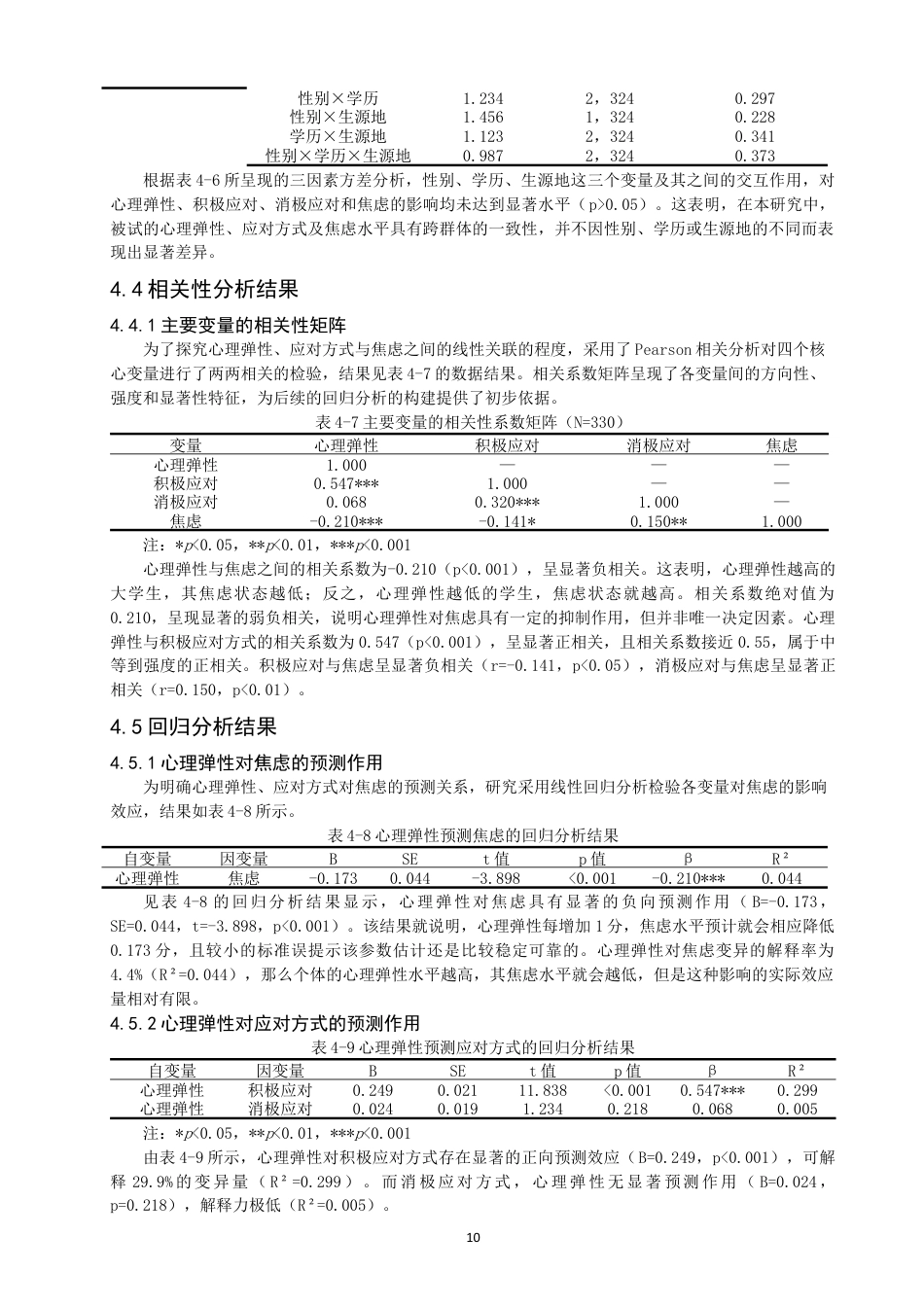 26年CH应用心理学 关键词：大学生；心理弹性；应对方式；焦虑-终稿全(13914字).docx_第9页