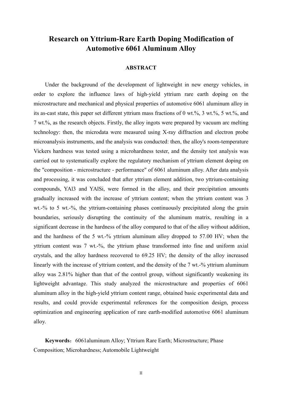 26年CH新能源汽车工程 车用6061铝合金的钇稀土掺杂改性研究-终稿全日制-约26085字符.pdf_第2页