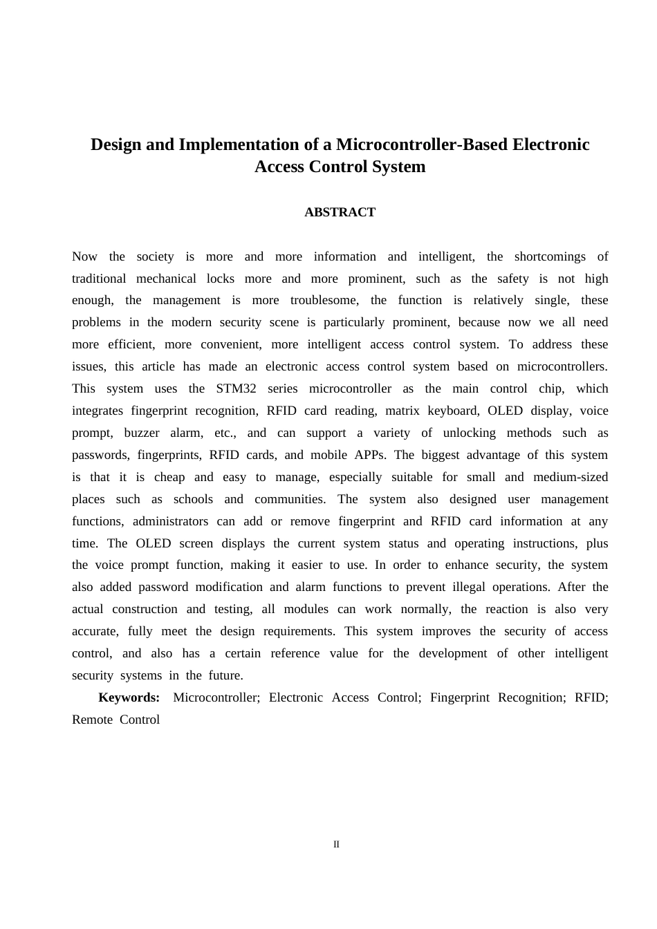 26年CH通信工程 基于单片机的电子门禁系统设计与实现(1)终稿全日制(22381字).docx_第3页