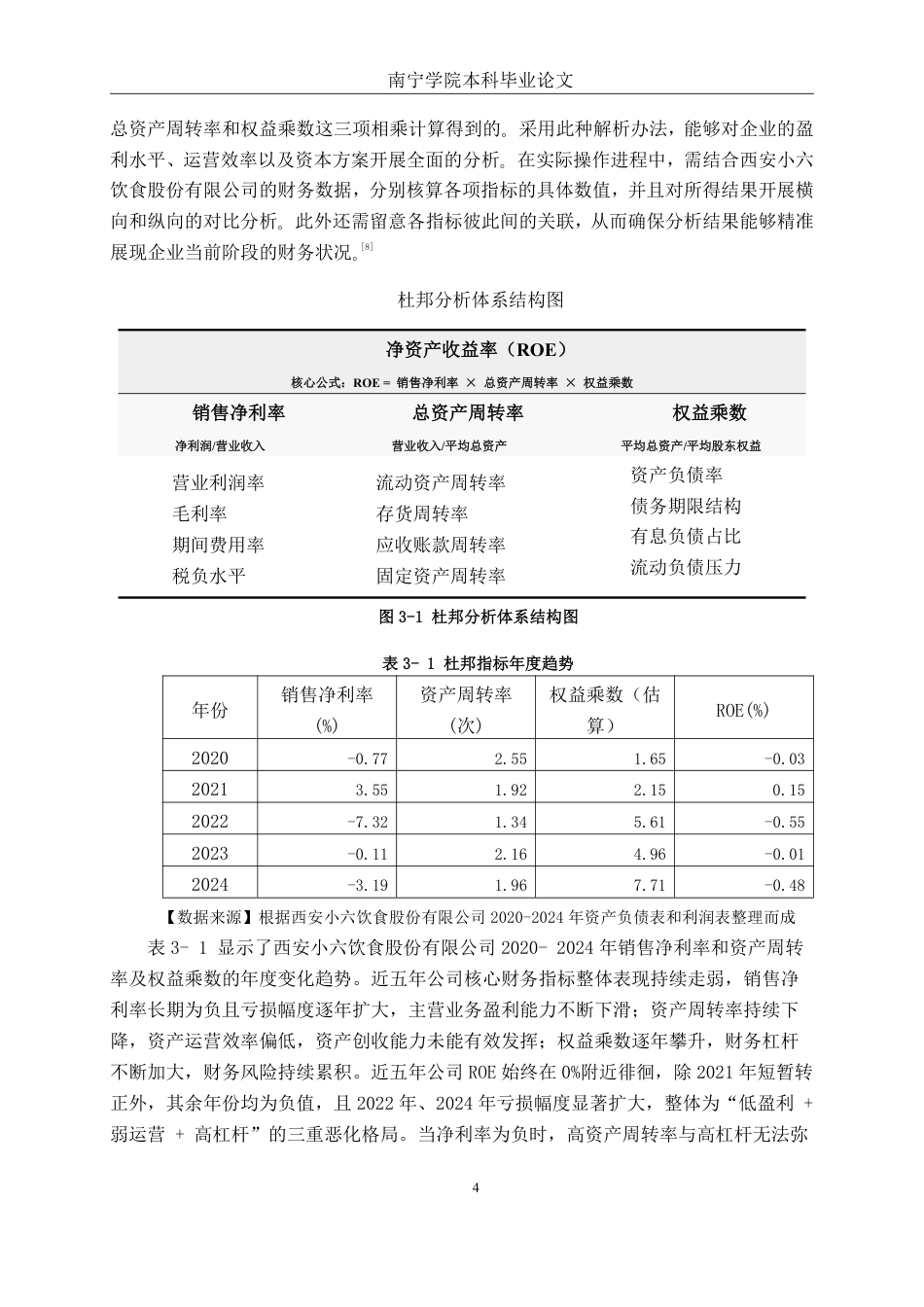26年CH财务管理 基于杜邦分析法下中型餐饮企业盈利能力分析——以西安小六饮食股份有限公司为例终稿全日制-约17671字符.pdf_第7页