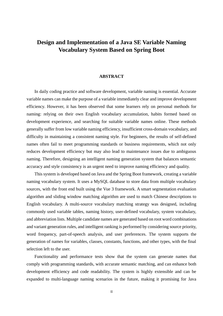 26年CH计算机科学 基于Spring Boot的JavaSE变量命名词汇系统的设计与实现终稿全日制(23859字).docx_第2页