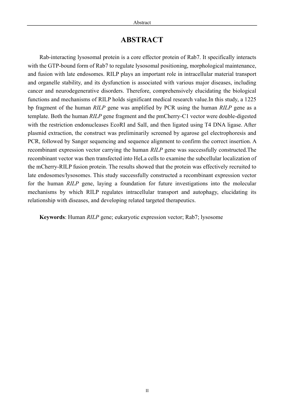 26年CH生物科学 人溶酶体蛋白RILP基因真核表达载体的构建-终稿全日制-约15057字符.pdf_第2页