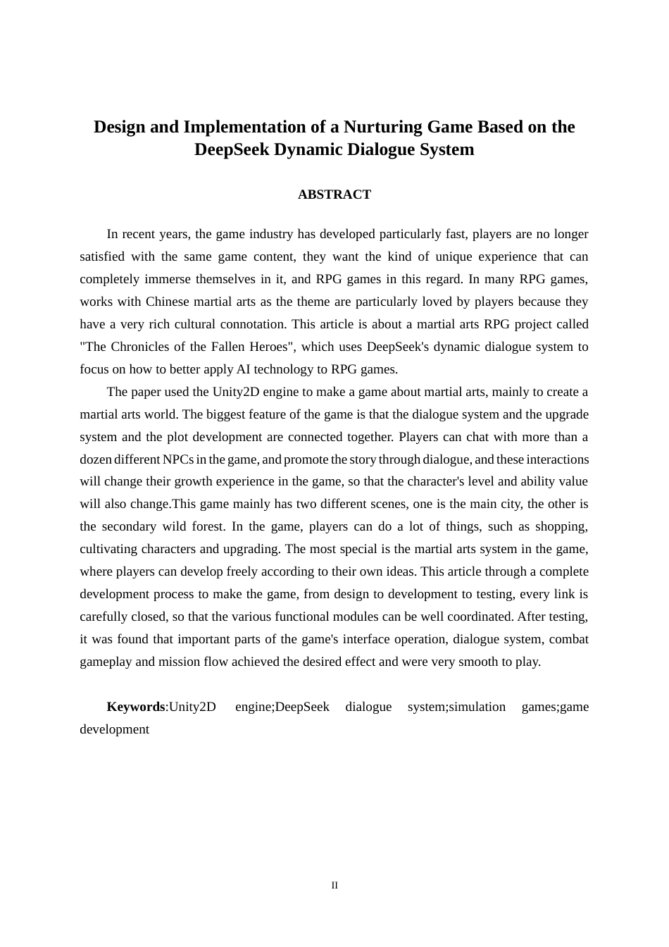 26年CH数字媒体技术 基于DeepSeek动态对话系统的养成类游戏的设计与实现-终稿全日制(21924字).docx_第4页