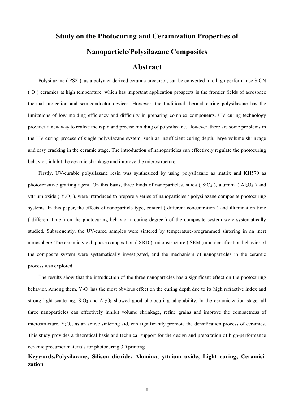26年CH化学工程与工艺 纳米颗粒_聚硅氮烷光固化及陶瓷化性能研究-终稿全-约20162字符.pdf_第3页