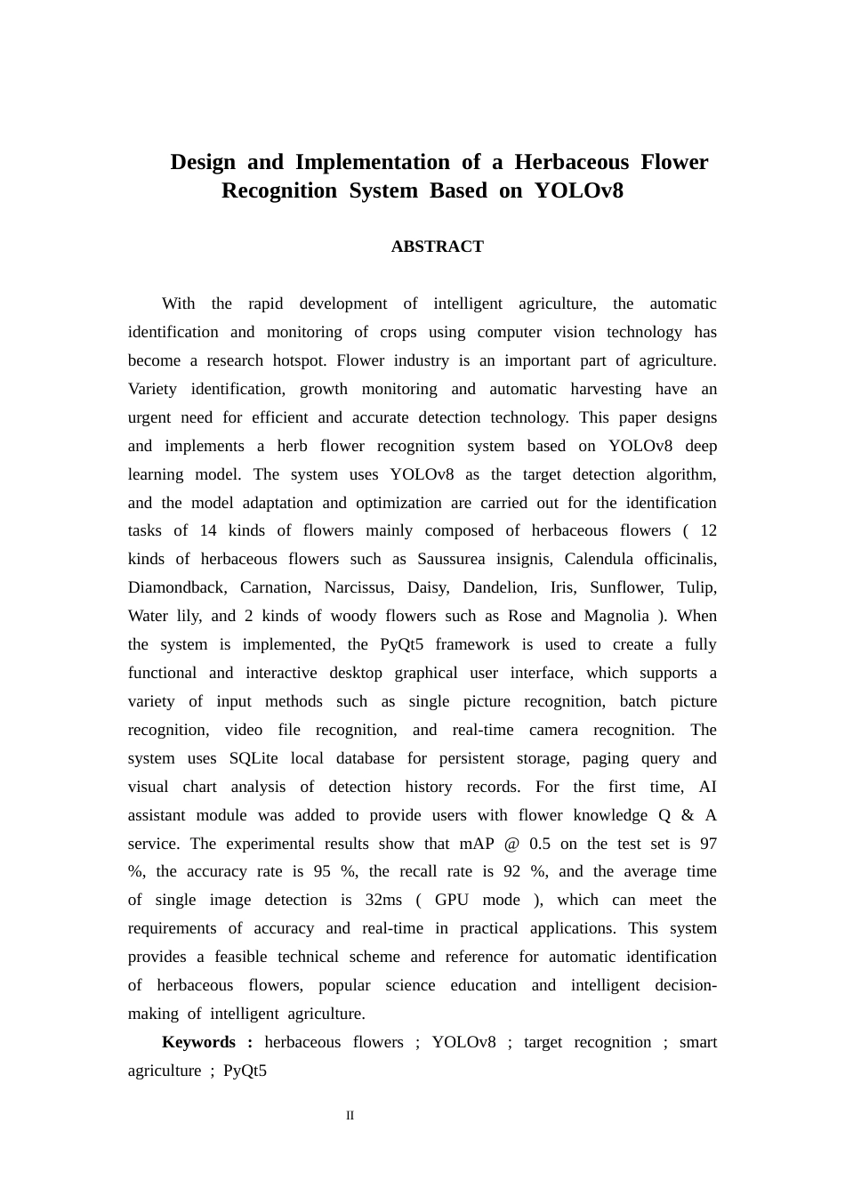26年CH智能科学与技术 基于YOLOv8草本花卉识别系统的设计与实现-终稿全日制(25139字).docx_第2页