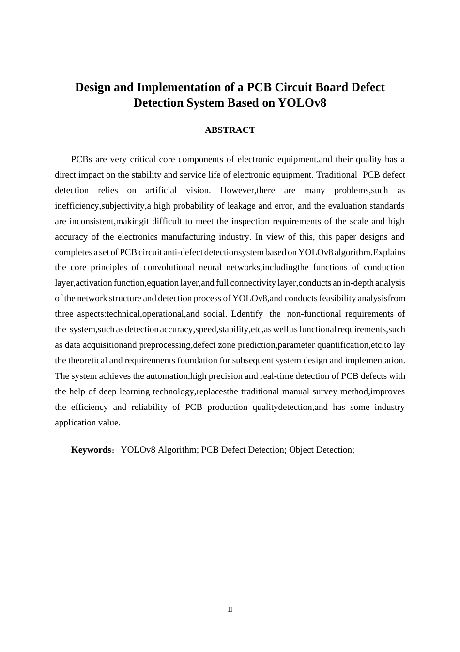 26年CH智能科学与技术 基于YOLOv8的PCB电路板缺陷检测系统的设计与实现-终稿全日制(18836字).docx_第2页
