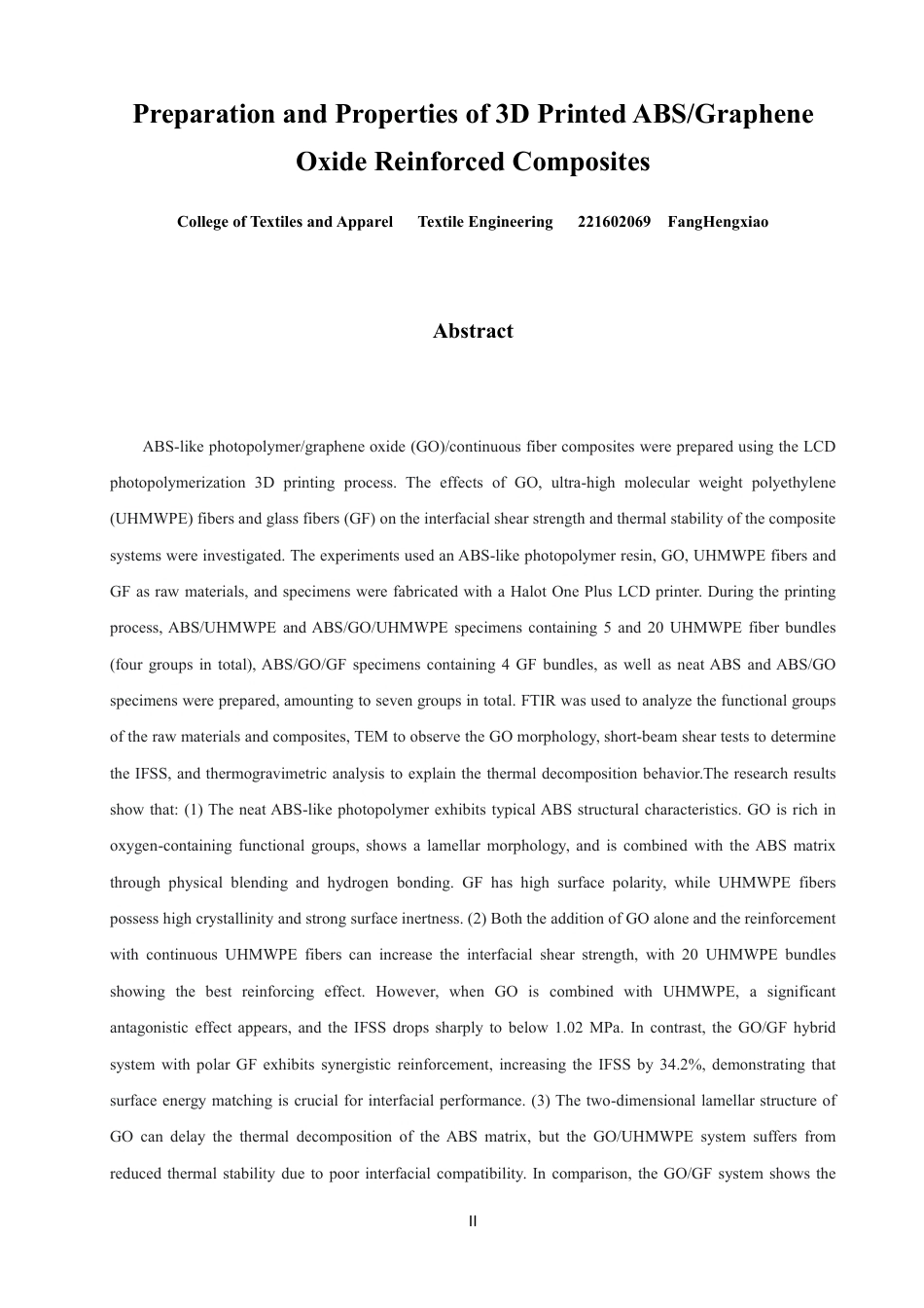 26年CH纺织工程 打印ABS_氧化石墨烯增强复合材料的制备及性能研究-终稿全日制-约17959字符.pdf_第2页