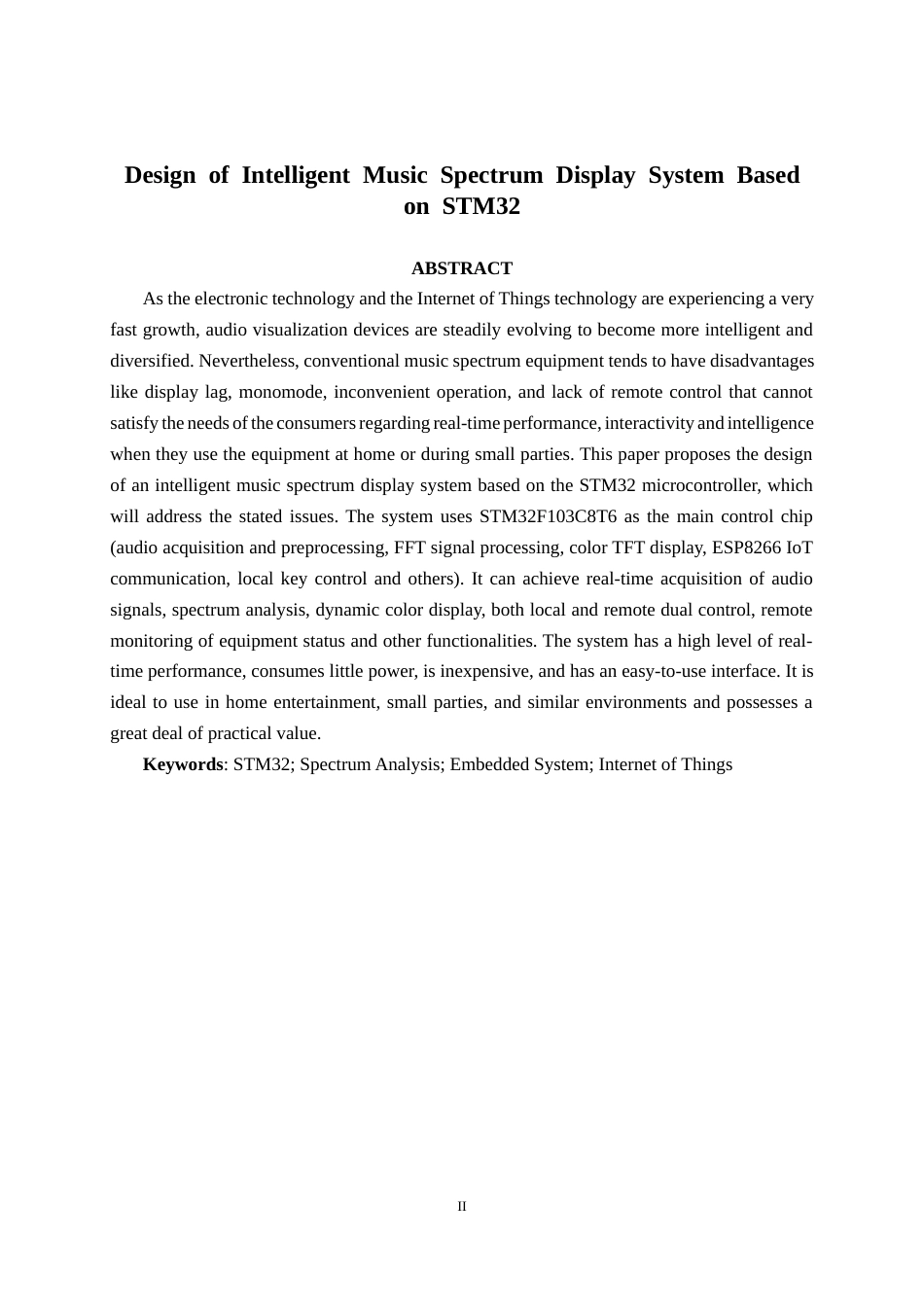 26年CH物联网工程 基于STM32的智能音乐频谱显示系统的设计与实现终稿全日制(20395字).docx_第2页