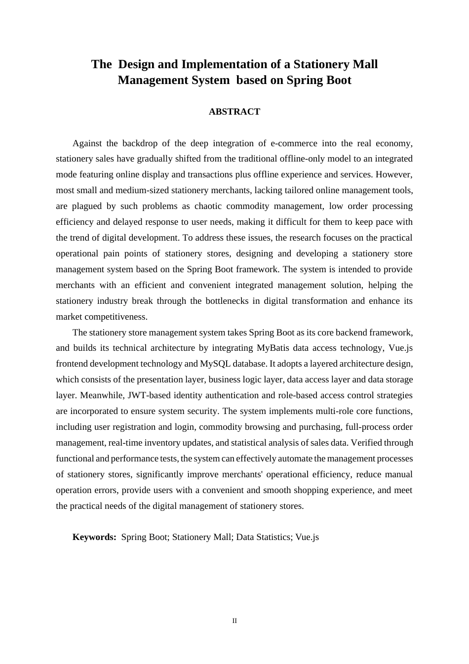 26年CH计算机科学 基于Spring Boot 的文具商城管理系统的设计与实现终稿全日制(33244字).docx_第2页