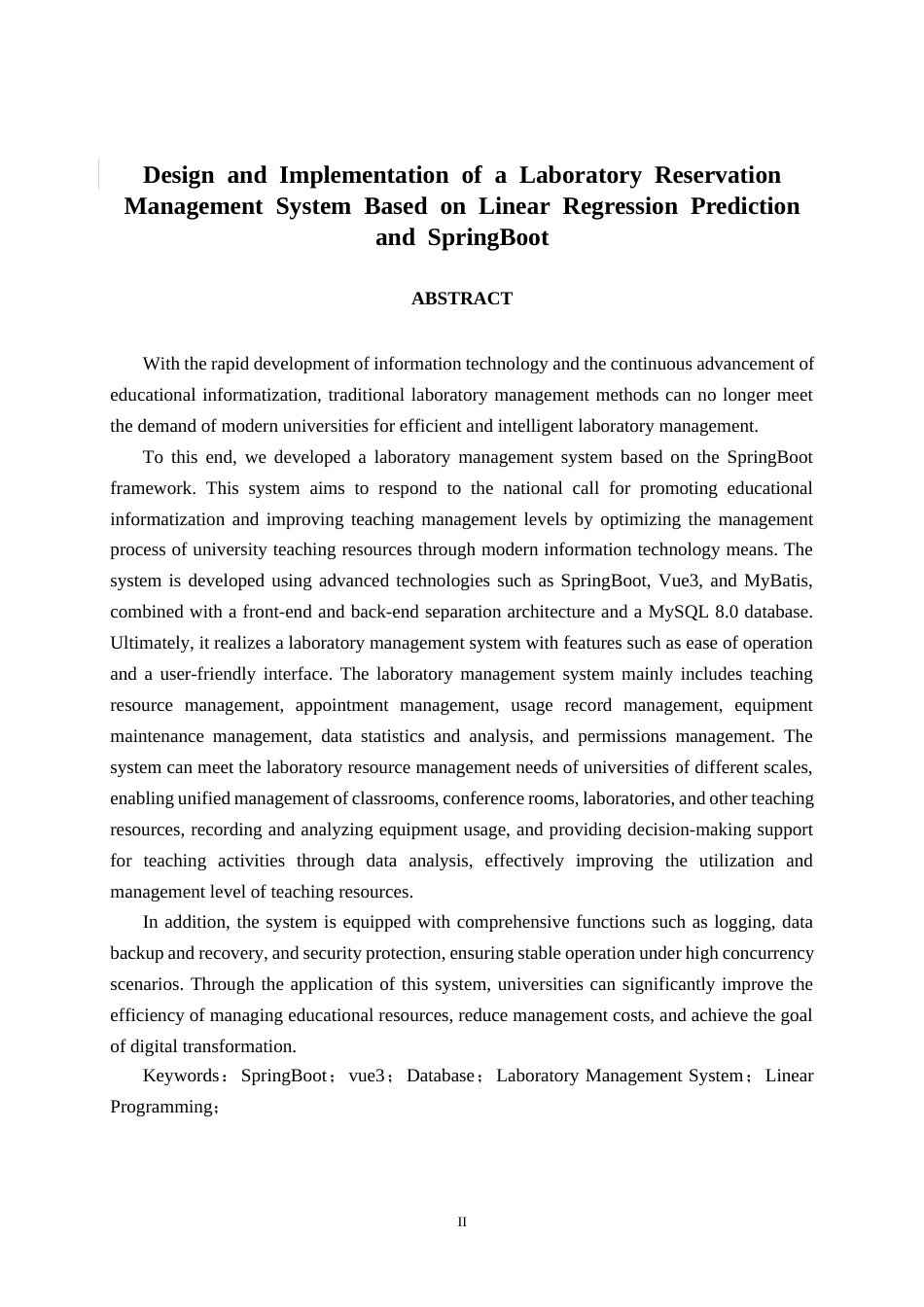 26年CH计算机科学 基于线性回归预测和SpringBoot的实验室预约管理系统的设计与实现终稿全日制(18286字).docx_第2页