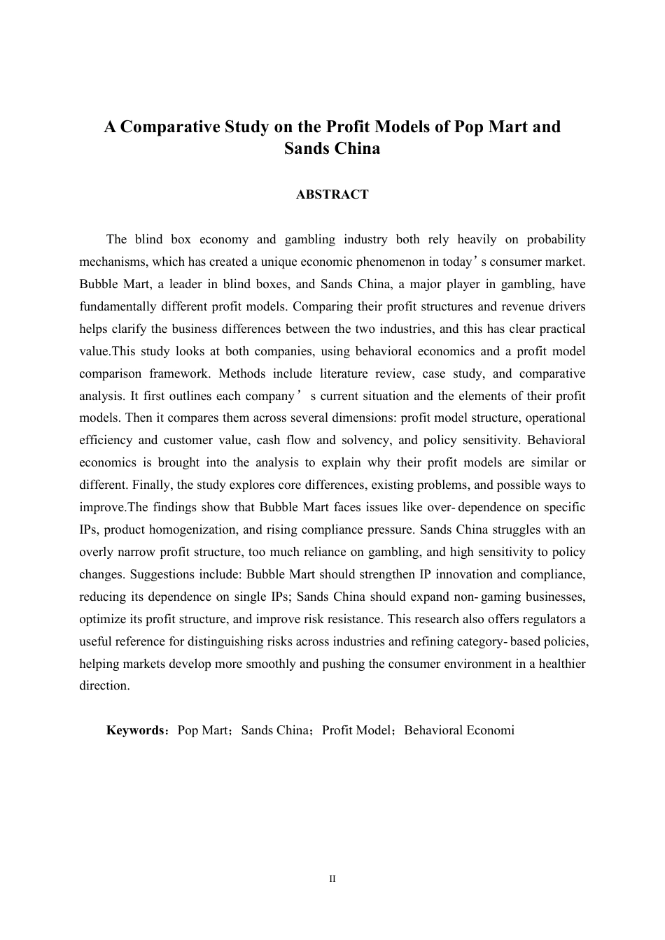 26年CH会计学 泡泡玛特与金沙中国盈利模式比较研究终稿全日制-约21922字符.pdf_第2页