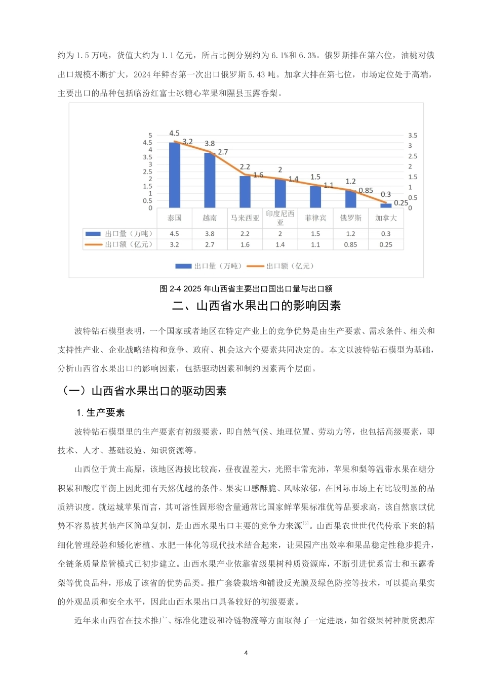 26年CH国际经济贸易 山西省水果出口影响因素及对策研究-终稿全-约15155字符.pdf_第7页