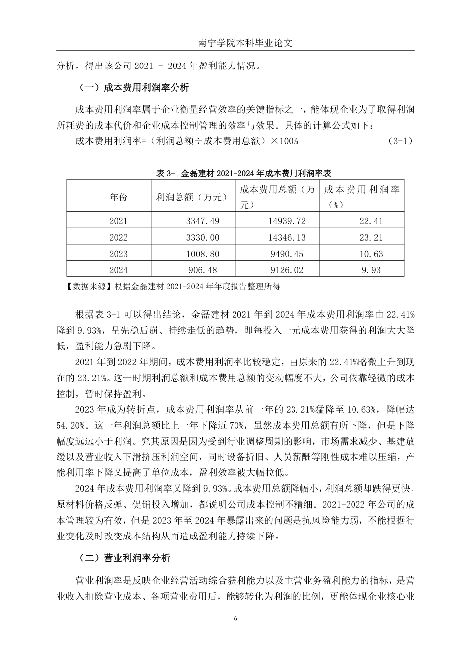 26年CH会计学 大型建材企业盈利能力分析——以新疆金磊建材股份有限公司为例终稿全日制-约18231字符.pdf_第9页